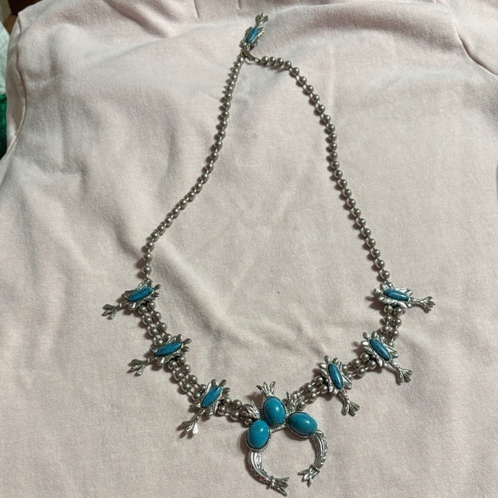 Silver and Blue Women's Necklace